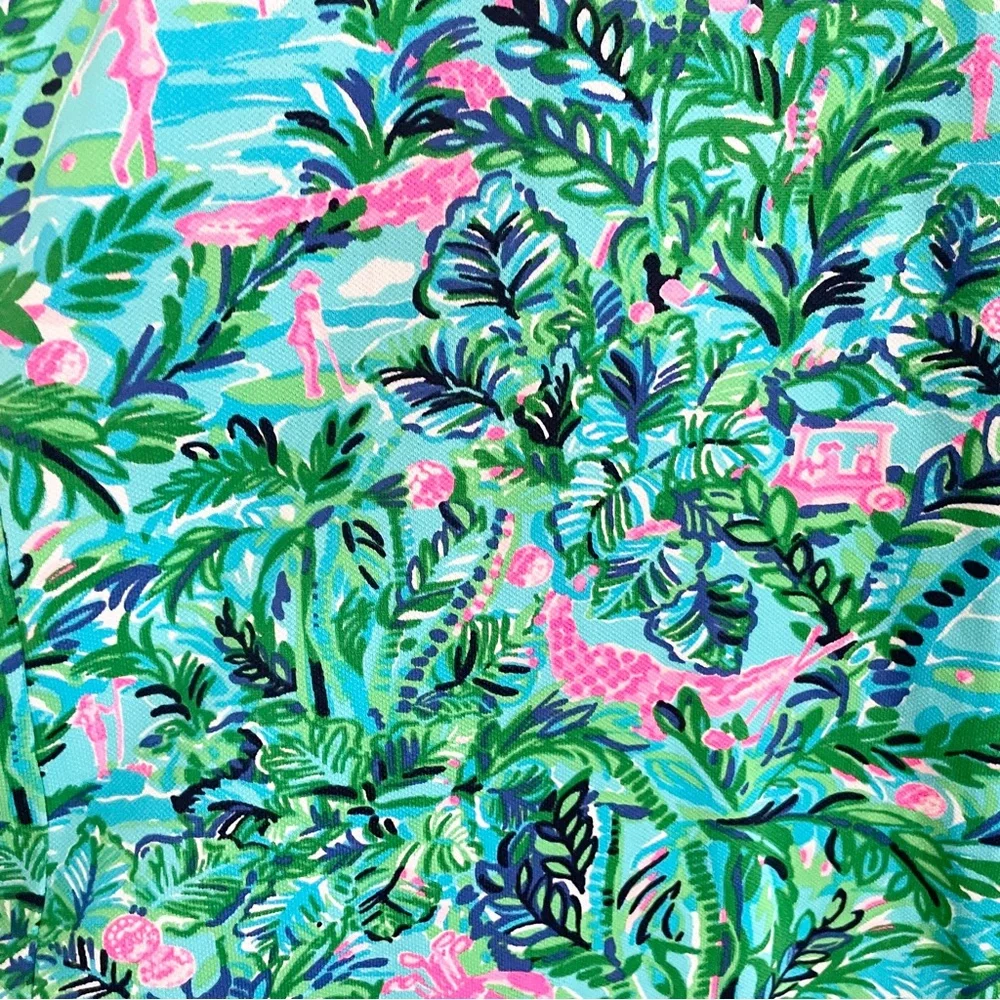 Lilly Pulitzer Imara Golf Print Polo Top Novelty Gold Buttons XS - Picture 8 of 16
